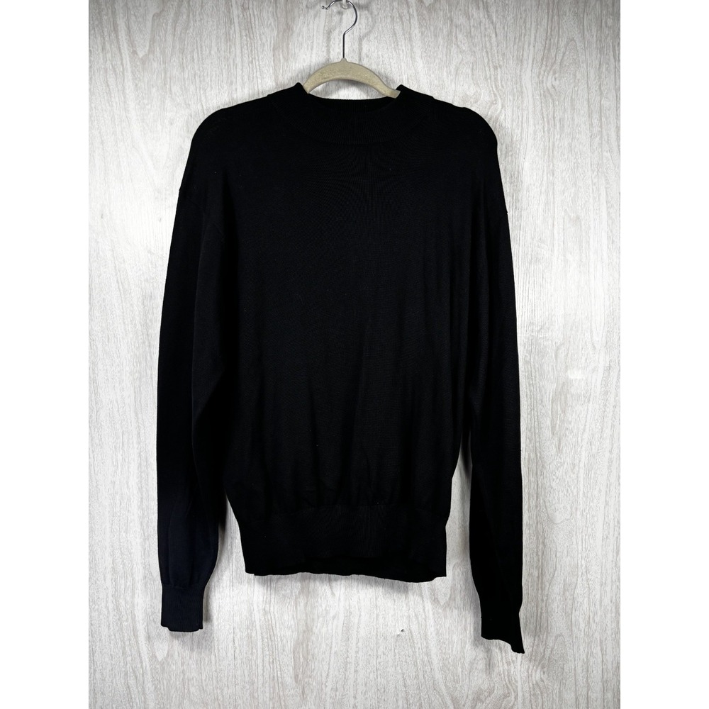 Tulliano Silk Blend Sweater L Black Crewneck Classic Luxe Knit